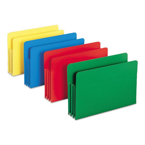 Accordion Expansion File Pockets, Straight Tab, Poly, Legal, Assorted, 4/Box