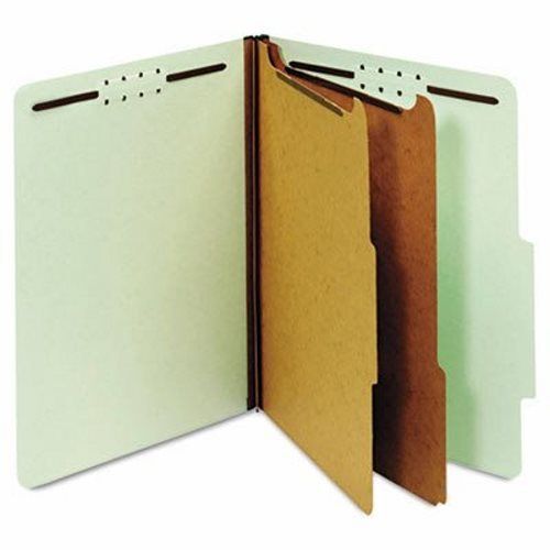 Pressboard Classification Folders, 6 Fasteners, Letter, Green, 10/Box (GLW24076)