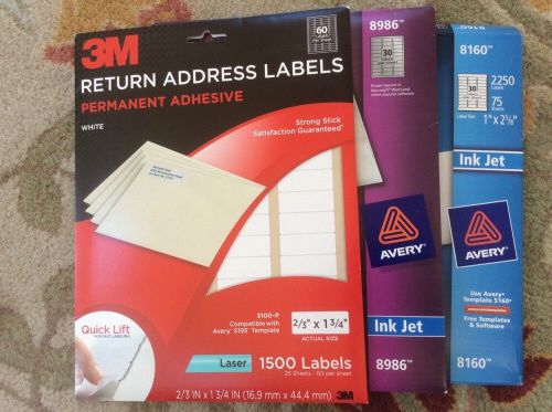 Avery 8160 8986 5195 easy peel address labels 1x2 5/8&#034; &amp; 2/3x 1 3/4&#034; 2700 total for sale