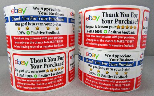 1000 Ebay Thank You For Your Purchase Shipping FB Labels Stickers 4 ROLLS of 250