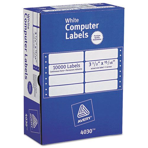 Dot matrix printer address labels, 2 across, 15/16 x 3-1/2, 10000/box for sale