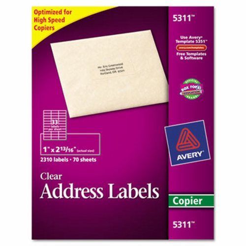 Avery Self-Adhesive Mailing Labels for Copiers, Clear, 2310 per Pack (AVE5311)