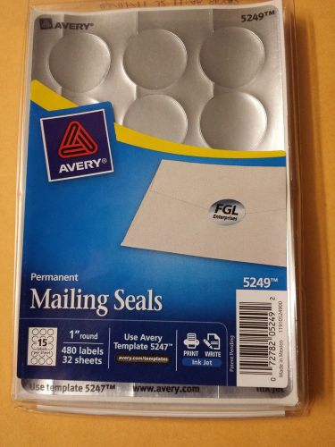 Avery 5249 Label, 1&#034; diameter Mailing Seal, 480/PK, Silver, New In Box