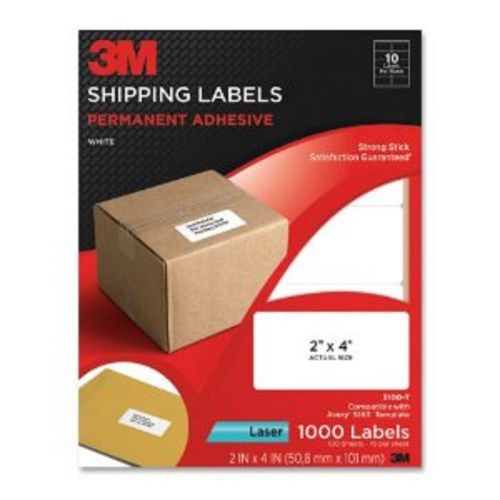 3M SHIPPING LABELS WHITE 3100-T JAM FREE SMUDGE FREE LASER LABELS 1000 2x4