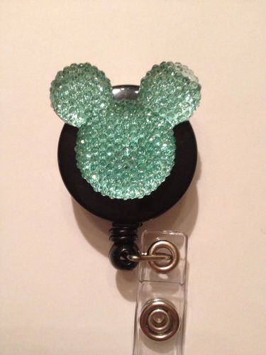Minnie / Mickey Mouse Teal Ears ID Badge/holder Retractable Reel