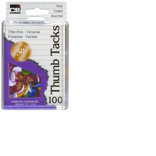 100 oic colored thumb tacks for bulletin boards, walls or maps nib for sale