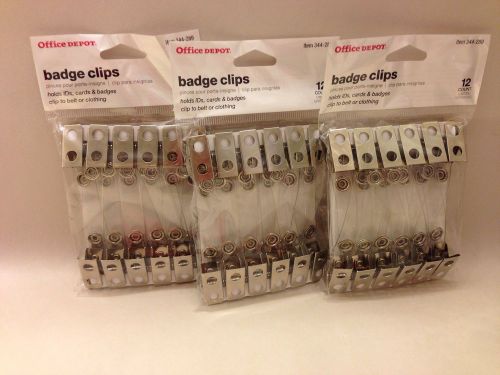 Badge Clips Lot Of 3 Pack, 36 Count