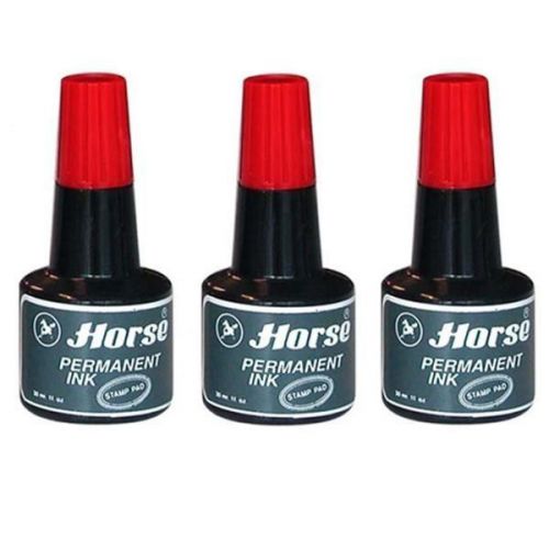 3 pieces horse red stamp pad water proof refill permanent ink 30 cc per each for sale