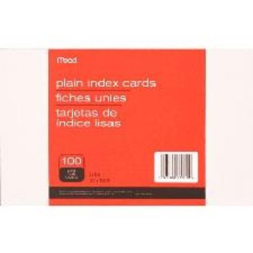 Mead Plain Index Cards 5&#039;&#039; x 8&#039;&#039; 100 Count