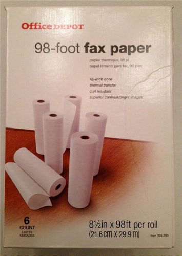 OFFICE DEPOT 98 FT THERMABOND FAX PAPER 6 ROLLS HIGH SENSITIVITY NEW NIB