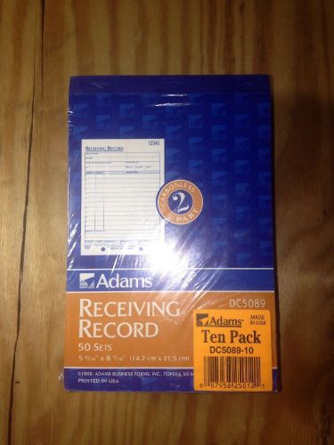 Adams 10 Pack Carbonless 2 Part Receiving Record 5 9/16&#034; X 8 7/16&#034; Forms DC5089