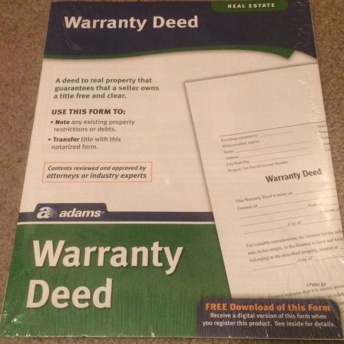 Real Estate Warranty Deed Made E-Z Legal Form + Instruction LF602