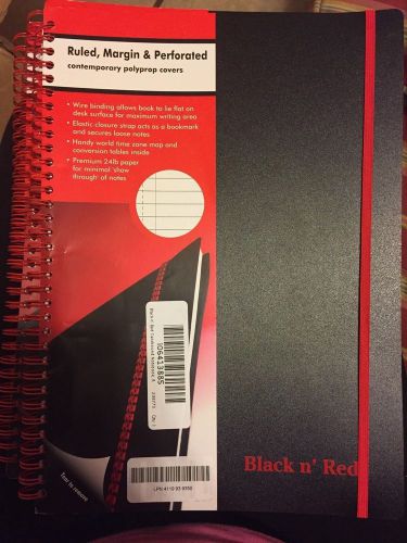 Black n&#039; Red Twin Wirebound Notebook, 11.75 x 8.25 Inches, Black, 140 pages