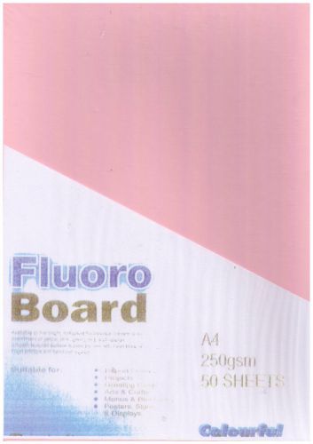 Colourful Cardboard Fluoro Board A4 50 Sheets 250 gsm - Orange