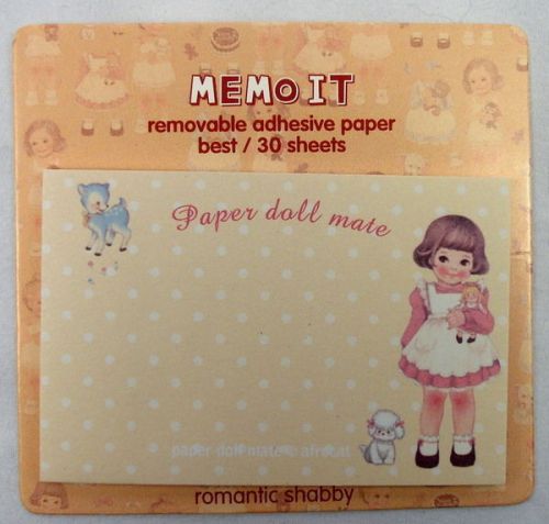 Retro Paper Doll Adhesive Memo Notes: Beige Dots  *COMBINED SHIPPING AVAILABLE*