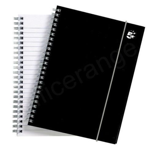 5 Star Notebook Wirebound Polypropylene Elasticated 80gsm A5 Black