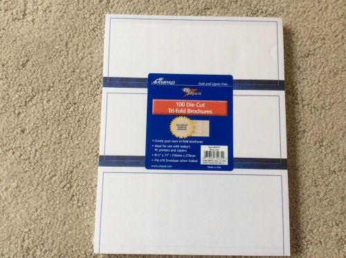 NeW Blue White Trifold Brochures 100 Ampad Papers NIP 8-1/2&#034; x 11&#034; 32lb