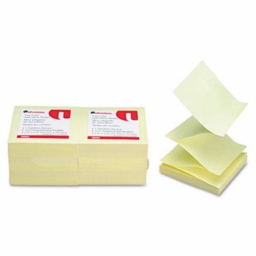 Universal Fan-Folded Notes, 3 x 3, Yellow, 12 100-Sheet Pads/Pack (UNV35664)