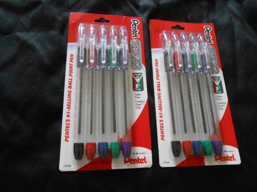 Pentel R.S.V.P. Ballpoint Pens, BK90BP5M, Fine, Assorted, 5/Pack, 2 packs