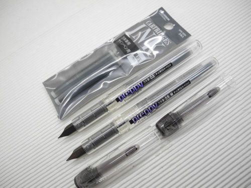 Platinum Preppy 0.3mm&amp;0.5mm Stainless Fountain Pen w/cap Black free 4 cartridge