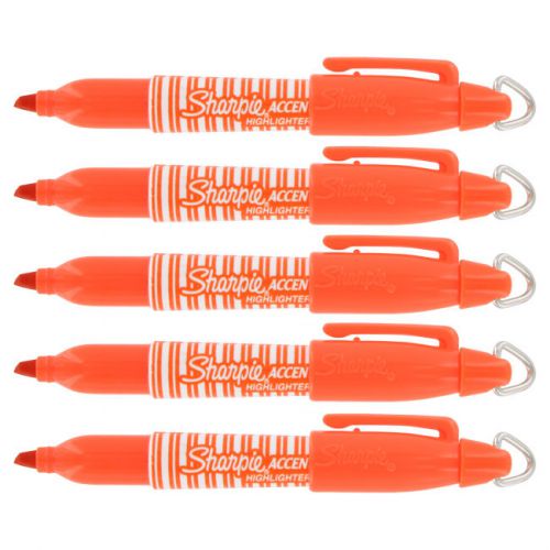 Sharpie Accent Mini Fashion Highlighters, Chisel Tip, Orange Ink, Pack of 5