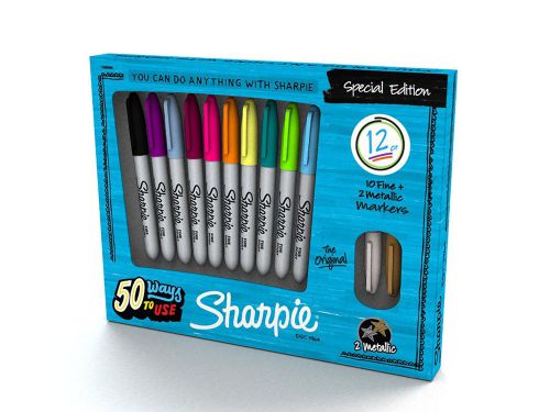 NEW Sharpie Permanent Marker 12 ct Fine Point + Metallics Special Edition Gold