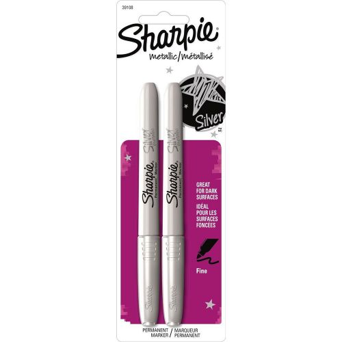Silver sharpie permanent markers, fine point, metallic, 2 pack (39108pp) new for sale