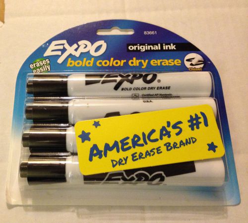 4 Black Expo Original Chisel Tip Dry Erase Markers bold color dry erase 83661