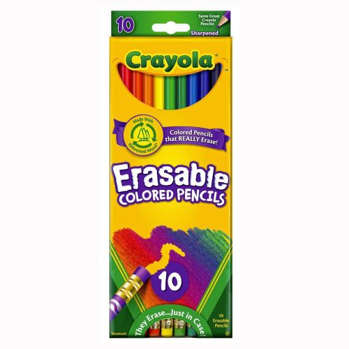 Crayola Erasable Colored Pencils, Assorted Colors, 10/Pack (68-4410)