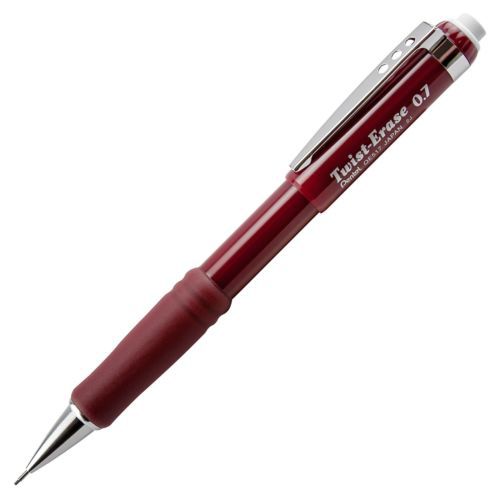 Pentel twist eraser iii automatic pencil - 0.7 mm lead size - burgundy (qe517b) for sale