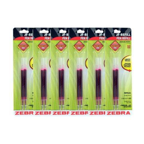 12 Zebra Jimnie Gel Retractable Gel Pen Refills, 0.7mm, Medium Point, Red Ink