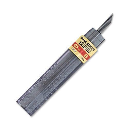 Pentel  Hi-Polymer Lead, 0.5 Mm, Fine, B, 12/Tb, Black (PENC505B)