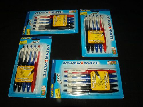 4 nip papermate retractable assorted colors gel pens pack of 5 bold pap 1753377 for sale