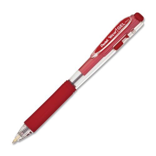 Pentel Wow! K437 Permanent Gel Pen - Medium Pen Point Type - Red Ink - (k437b)