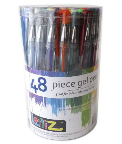 Lolliz Gel Ink Pen Roller Ball Writes Point Note Student Office Gift 48 Pack New