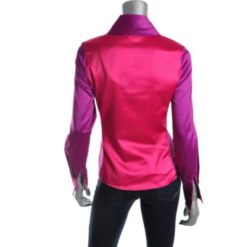 Tahari &#039;baker&#039; pink &amp; purple satin career/suit blouse ~ xl ~ nwt shirt top for sale