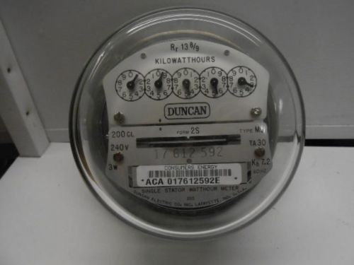 USED DUNCAN WATTHOUR METER Rr13 8/9 200CL FORM 2S   -19L6
