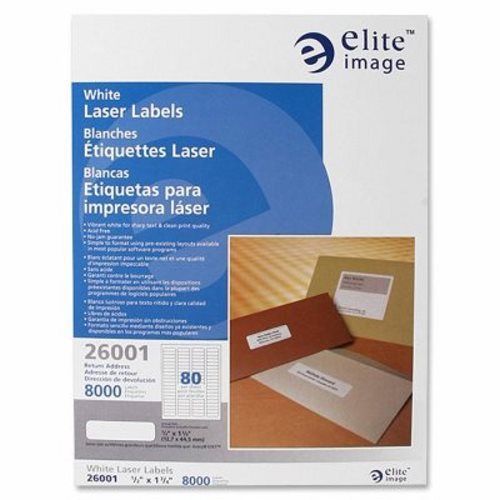 Elite Image Laser Labels, Address, 1/2&#034;x1-3/4&#034;, 8000/PK, White (ELI26001)