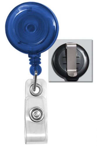 25 TRANSLUCENT BLUE ID BADGE REELS BELT clip back retractable out to 36&#034; lot