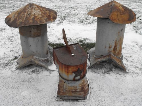 VTG ANTIQUE METAL CAST IRON STAR BARN ROOF DIRECTIONAL AIR VENT CUPOLA LOT OF 3