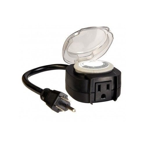 Outdoor daily timer w/ grounded outlet black mechanical outlet electric westek for sale