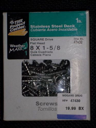 1#  8 x 1 5/8&#034;  stainless steel deck screws # 2 square drive flat head for sale