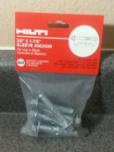 Hilti 3/8&#034; x 1-7/8&#034; sleeve anchor 5 pack for sale