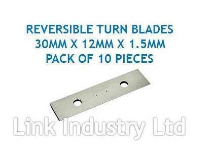 10 pces. 30 x 12 x 1.5mm CARBIDE REVERSIBLE TURN BLADES REVERSIBLE TIP KNIVES