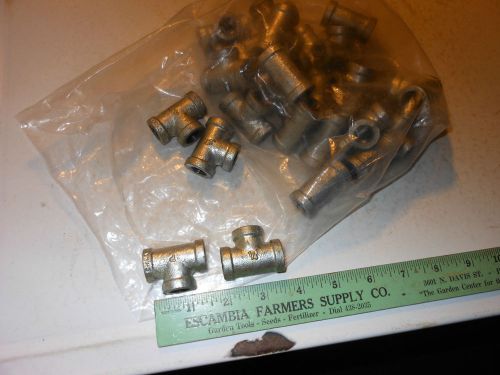 LOT OF 25 1/4&#034; GALVANIXED PIPE TEE FITTINGS