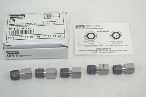 Lot 5 parker 3-2 gbz-ss cpi female adapter tube fitting 3/16x1/8in npt b340482 for sale