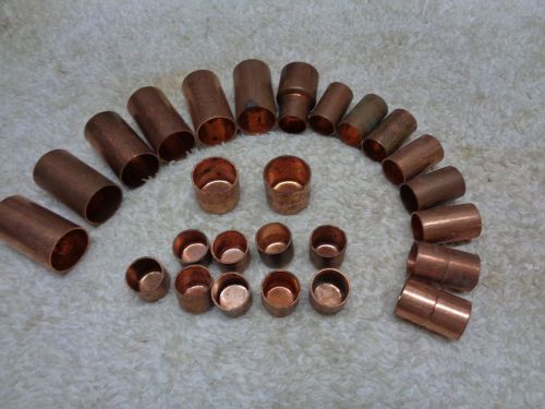 NEW Copper Plumbing Water sweat fittings lot of 26 Unions couplings &amp; Caps HVAC