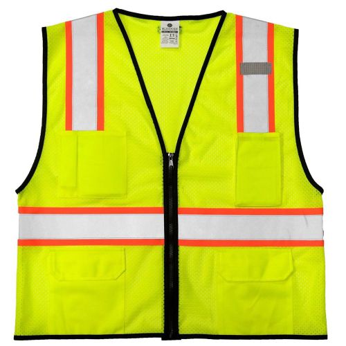 Ml kishigo 1517 class 2 two-tone mesh safety vest - hi vis yellow/lime l/xlnew! for sale