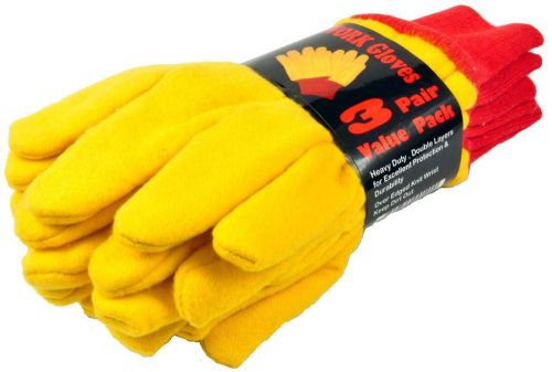 Heavyweight Yellow Chore Gloves Double Layer Large 3 Pair Pack 5414-3
