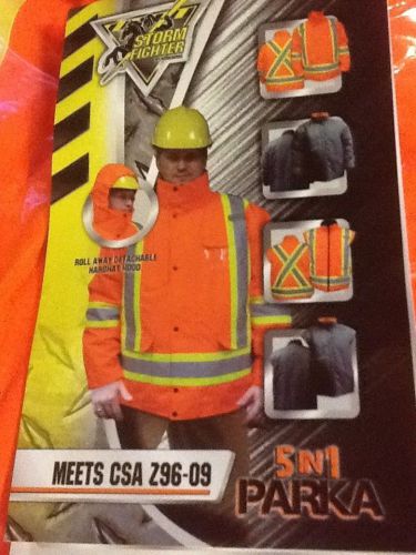 NEW XL 5 IN 1 WINTER PARKA SAFETY HI VIS CSA APPROVED STORM FIGHTER